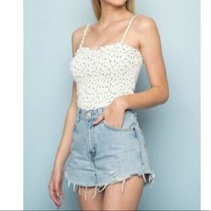 brandy melville floral smocked cropped ally tank